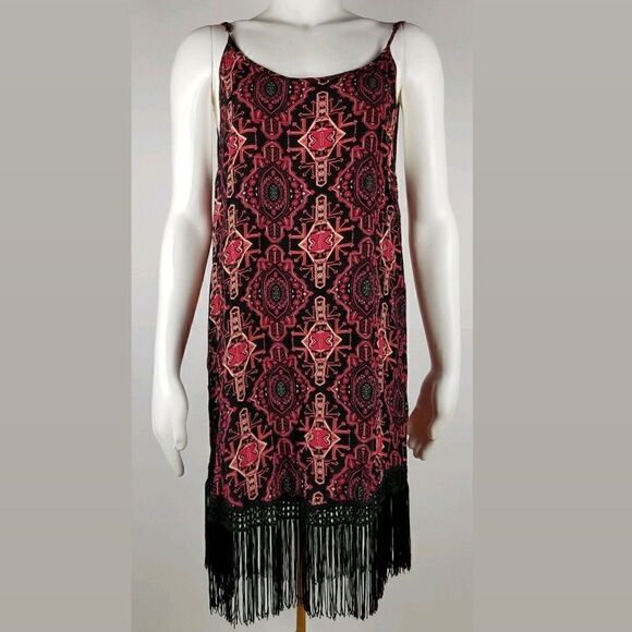 NWT forever21 fringe dress - geometric pattern - adjustable straps - Picture 1 of 8